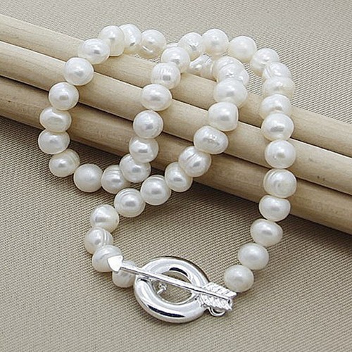 Collares de cadena de perlas naturales de plata de ley 925 esplendor de agua dulce joyería - Imagen 5 de 5