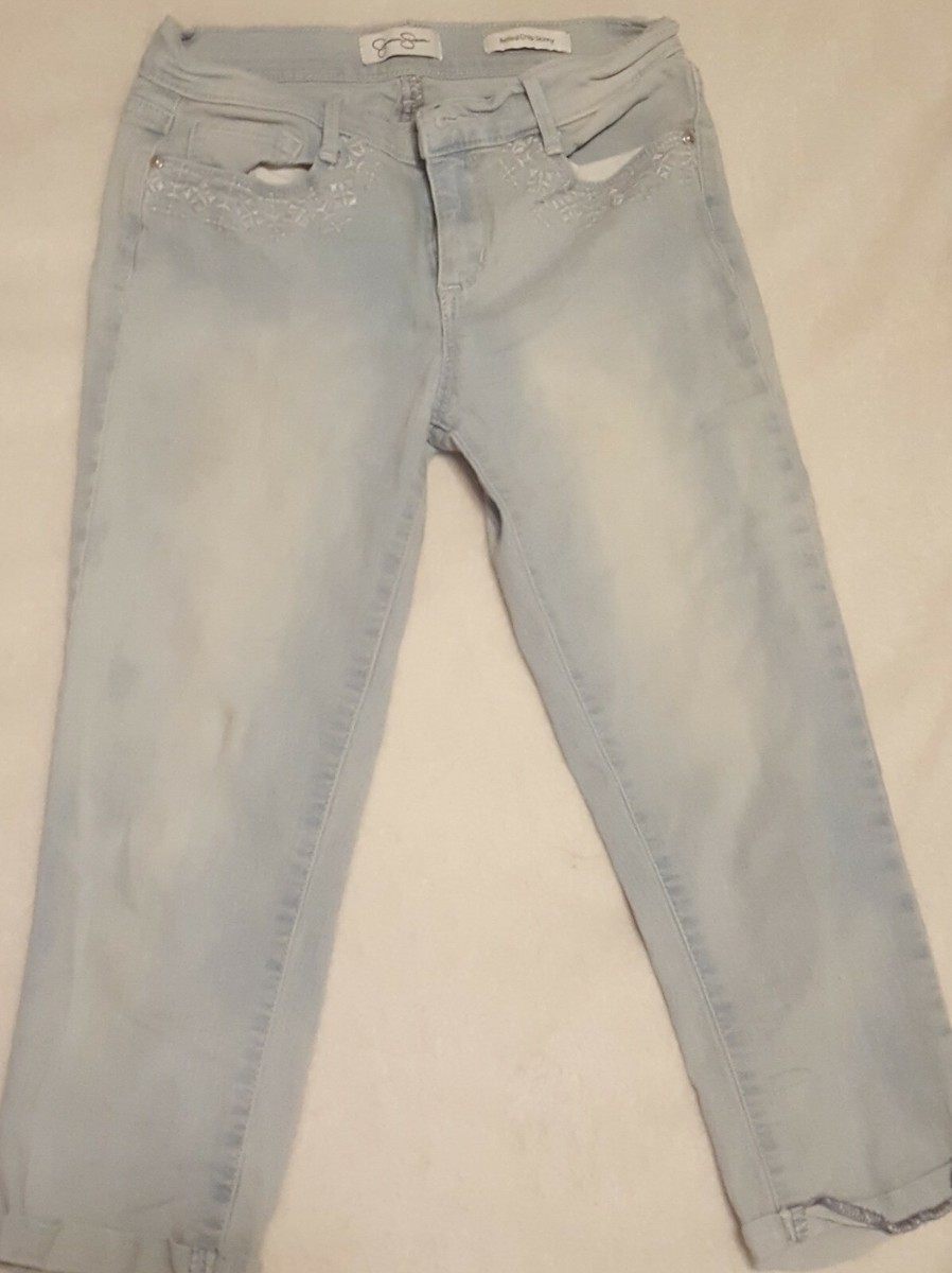 Jessica Simpson Girls Light Wash Rolled Crop Skinny Jean Capri