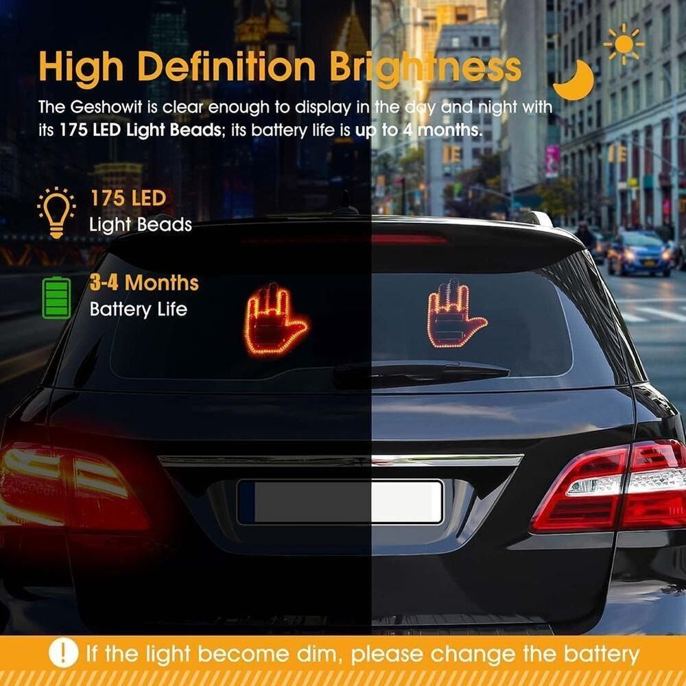 LED Car Middle Finger Light Car Rear Windshield eBay