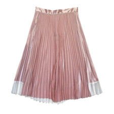 NWT Ted Baker Glaycie in Pink Satin Flared A-line Pleated Midi Skirt 3 / US 8