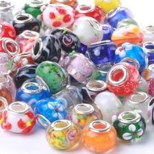Murano Glass Beads Large Hole Glass Beads European Lampwork Spacer Charms Bea...