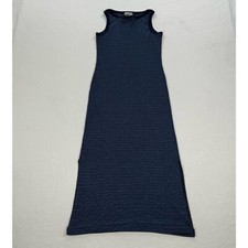 Vintage Faded Glory Dress Sz Medium Blue Stripe Sleeveless A Line Midi Side Slit