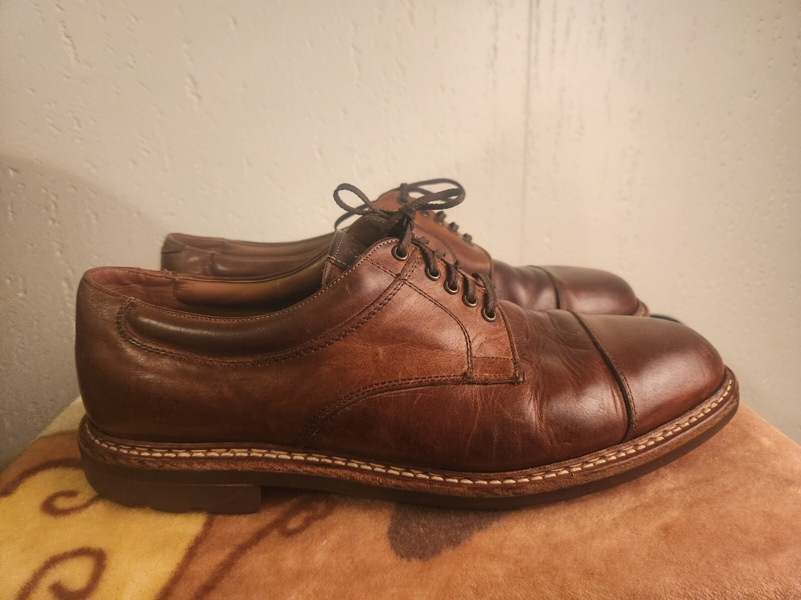 SAOLA Oxford Johnston & Murphy da uomo taglia 11 M in pelle marrone con lacci e cappuccio #22