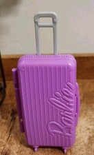 Mattel Barbie Doll Purple  Rolling  Travel Suitcase Luggage Accessory See Pics