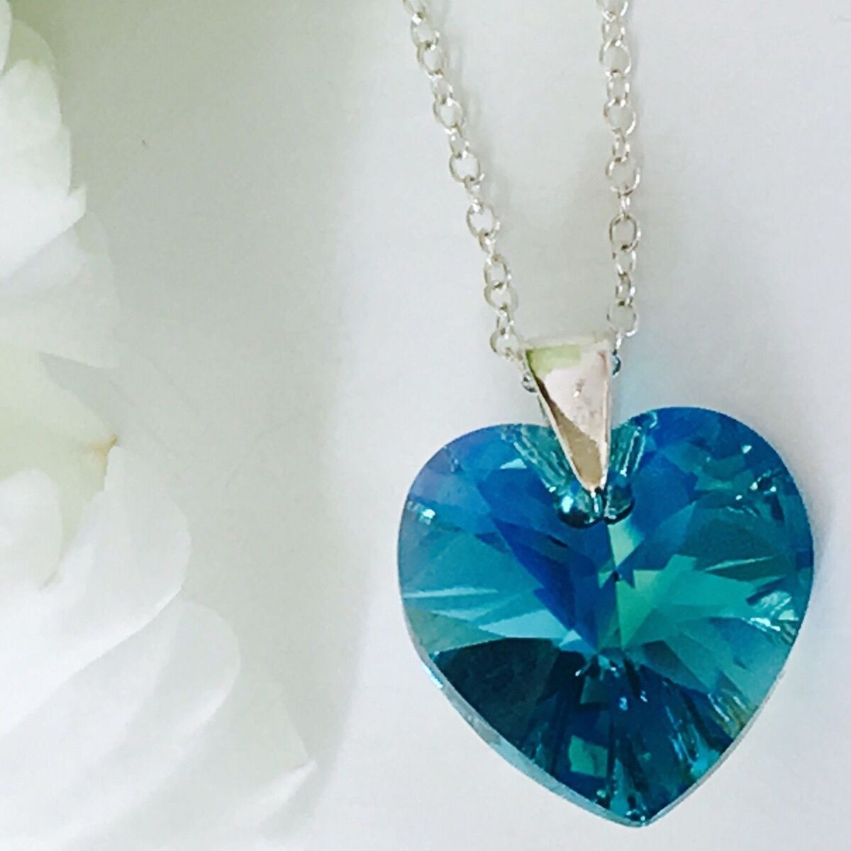 Buy Blue Heart . Swarovski Crystal Necklace . Pendant Necklace . Sterling  Silver . Gift for Girlfriend . Swarovski Jewelry Online in India - Etsy