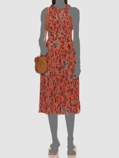 $795 Ulla Johnson Women's Red Silk Sleeveless Shoulder Tie A-Line Dress Size 0