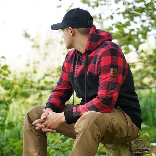 Lumbershell Lumberjack Softshell Jacket Olive Red Black Checked Plaid - Picture 8 of 15
