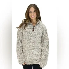 True Grit Frosty Tipped Pile 1/4 Zip Stadium Pullover Tan Medium (runs big)