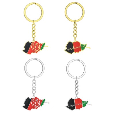 Afghanistan Map Flag Keychain for Men Women Steel Pendant Key Chain