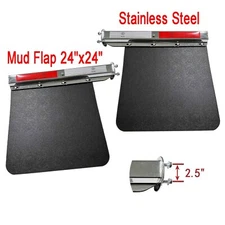 Pair Mud Flap 24*24"&2.5" Madflaps Hanger Kit for Semi Truck Trailer Stainless