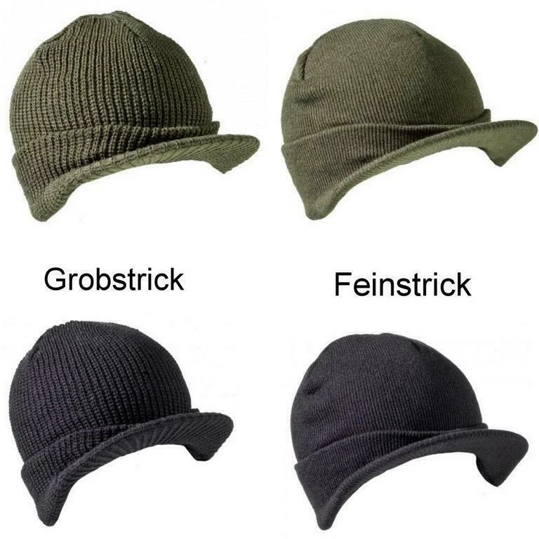 A.B. Jeep-Cap Strickmütze – Mit Schild, Acryl, grob oder feinstrick, robust