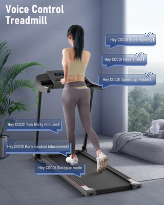 Folding Electric Treadmill with Voice Control & Bluetooth   Compact & Smart for 