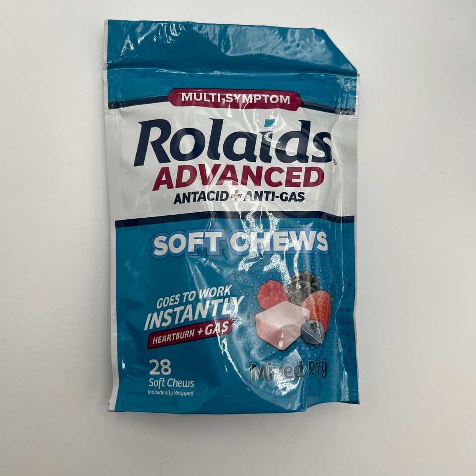 Rolaids Advanced Calcium Carbonate Antacid + AntiGas Soft Chews28ct