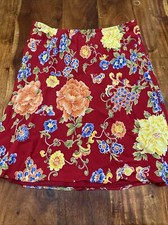 Jones New York Sport Rayon Skirt Size 8 Red Floral Fully Lined CT