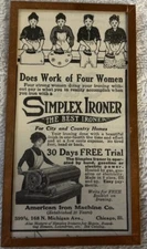Vtg Simplex Ironer Advertisment 4 7/8" Tall 2 3/4" Across Copper Frame