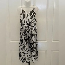 Nine West Black and White Animal Print Dress Sz L