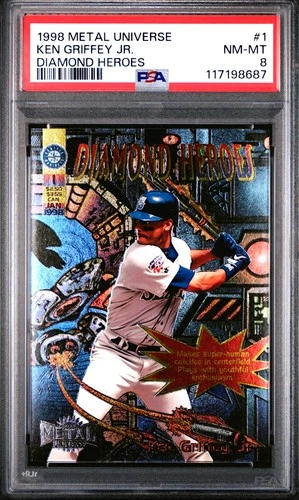 1998 Metal Universe Diamond Heroes Ken Griffey Jr #1 Mariners PSA 8 MINT HOF SP