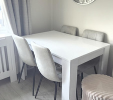 Set of 4 Faux Matte Suede Leather Dining Chairs Metal Legs Home