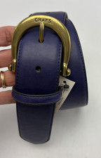 Vintage Belt Womens Small Purple Faux Leather Brass Buckle Dress Periwinkle New