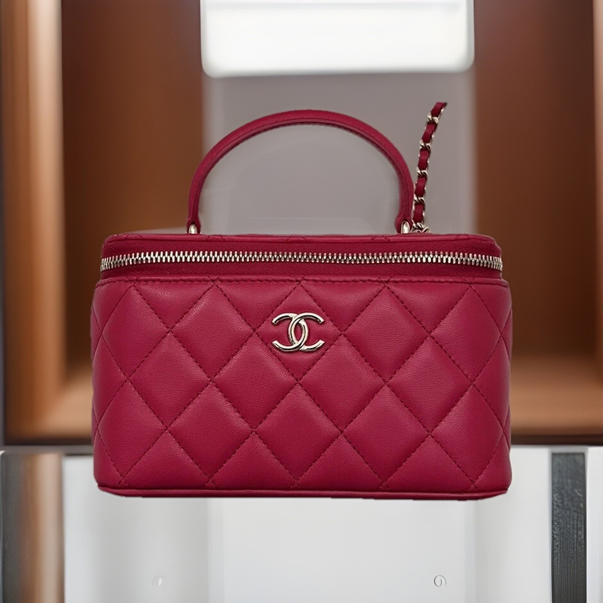 CHANEL TOP HANDLE SMALL VANITY CASE BAG WITH CHAIN PINK | eBay