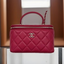 CHANEL TOP HANDLE SMALL VANITY CASE BAG WITH CHAIN PINK