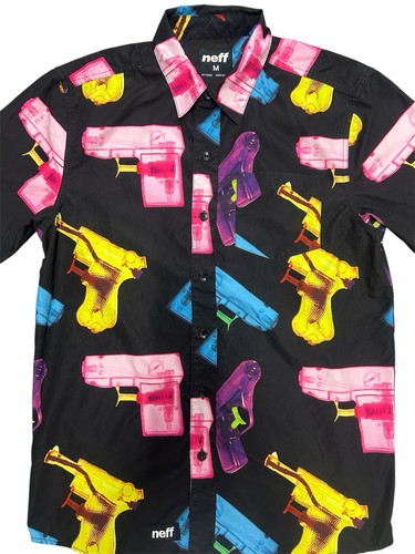 Neff Water Guns Short Sleeve Polo Mens Size Médium Y2K VTG - Picture 3 of 4