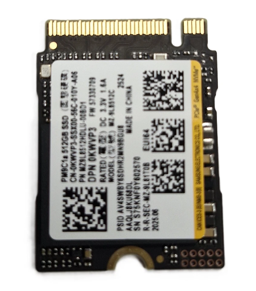 SAMSUNG SOLID STATE DRIVE SSD 512GB PCIE GEN4X4 M.2 MINI 2524 NVME PM9C1A MZ9L8 - Immagine 2 di 3