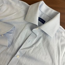 Proper Cloth Dress Shirt Blue Cotton Slim Fit Non-Iron Button Up Mens 16/35