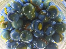10x 5/8" Jabo Classics Marbles Lot Blue, Green-Brown Non-UV