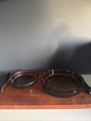 2 Vintage Corning PH-9 Plant Helper Terrarium Base Saucer Smoked Glass MCM