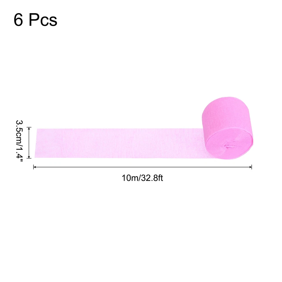 Serpentinas de papel crepé 6 rollos 196,8 pies para decoración, rosa (1,4 pulgadas x 32,8 pies/rollo) Foto 2 de 4