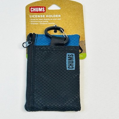 Chums Wallets License Holder Black Blue ID Holder Zipper Keyring