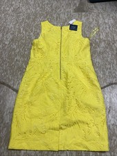RSVP by Talbots Dress 12 Petite Bright Yellow Lace Overlay Sheath Sleeveless New