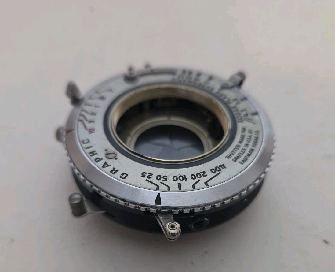 Kodak Ektar 101mm f/4.5 Lens With Flash Supermatic Shutter. For