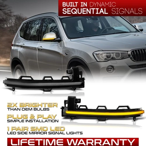 For BMW F25 F26 F15 F16 "SEQUENTIAL SIGNAL" Side Mirror Light LED Blinker Lamp