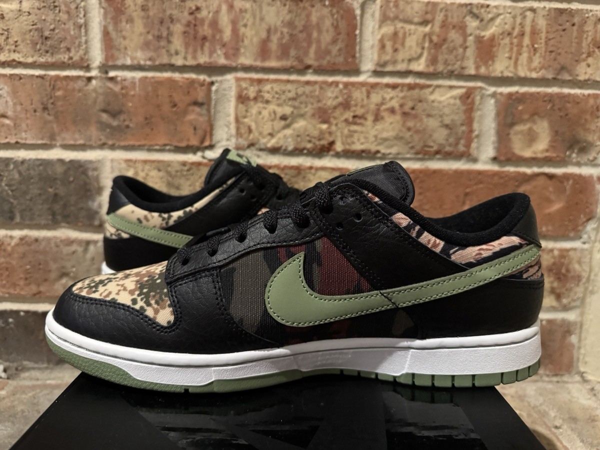 New 10 Nike Dunk Low SE Crazy Camo Black Oil Green Tan Brown