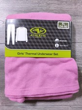 Athletic Works Thermal Underwear Kids X-Large 14-16 Pink Shirt Pant PJ Set Girls