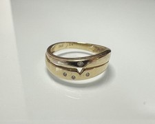 585 14 Karat Gold Ring mit kleinen Diamanten schlicht Vintage RG 49