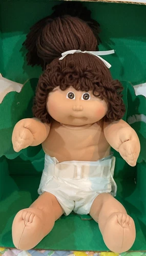 Vintage 1984 Cabbage Patch Doll HM 1 Girl Dark Single Pony Hair