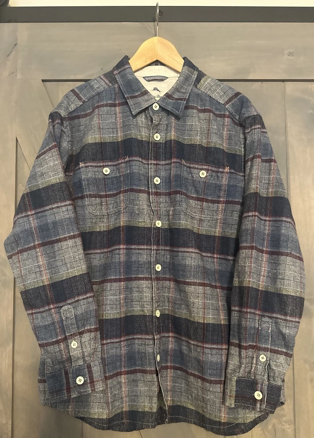 Tommy Bahama Relax Mens XL Flannel Collared Button Shirt Plaid Cotton Preppy