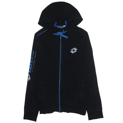 Sudadera con capucha negra con cremallera completa Lotto talla XL del Reino Unido para hombre