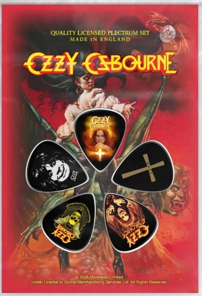 Ozzy Osbourne Ultimate Sin 5 Plectrum Pack. Licensed product