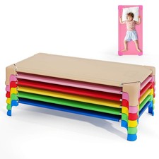 6 Pack Stackable Daycare Cots w/Easy Lift Corners Heavy-Duty Metal Frame Kids