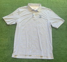Straight Down Performance Pebble Beach Blue/White Striped Polo Style Mens Large
