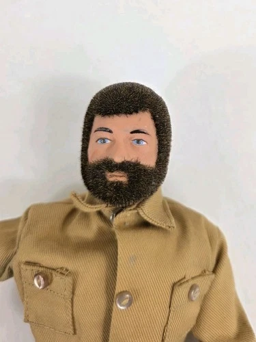 Vtg Hasbro GI Joe 1964 Bearded American Soldier 12” Flocked Hair USA Stands Scar