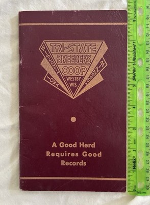 Vintage Tri State Breeders CO OP Westby Wisconsin Cow Breeding Record Book