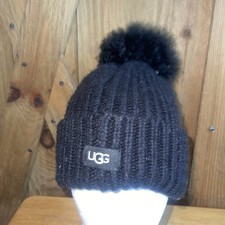 Ugg Womens Knit Logo  Beanie Hat Black One Si...