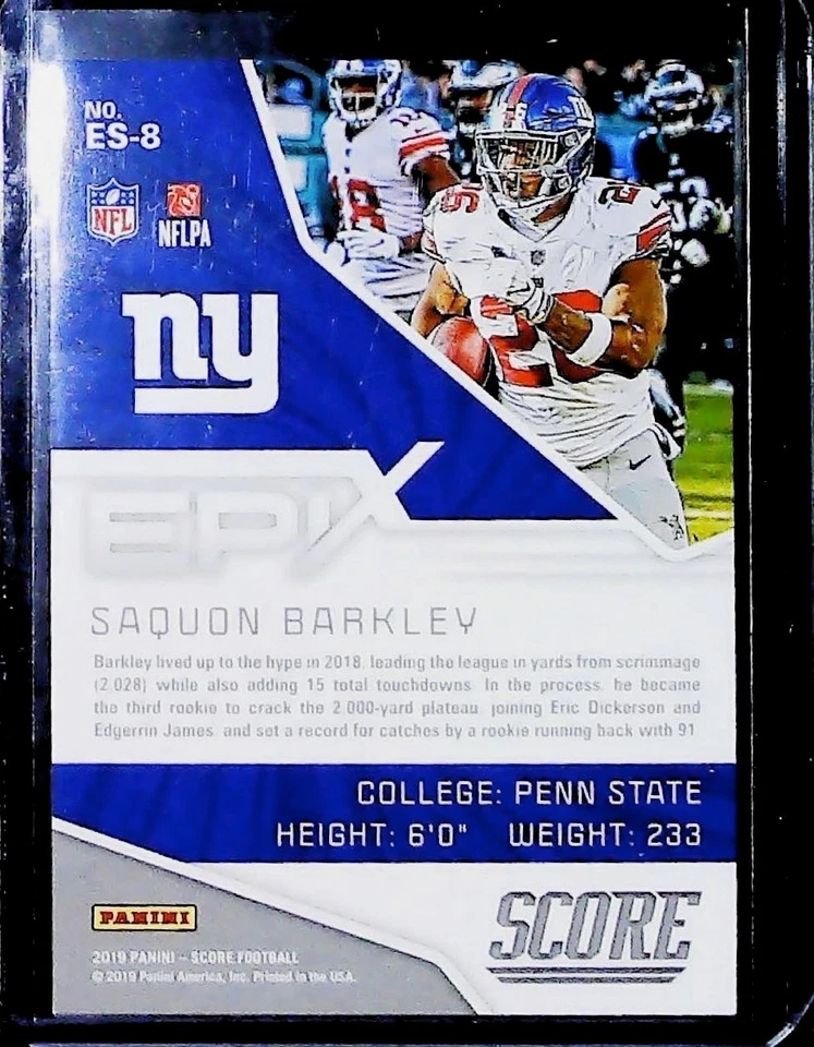 2019 Panini Score Football Saquon Barkley EPIX EAGLES GIANTS - Image 2 of 2