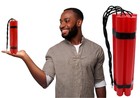 Fake Dynamite Prop Red TNT 6 Stick Bundle Plastic Prank Gag Pretend Bomb Pack