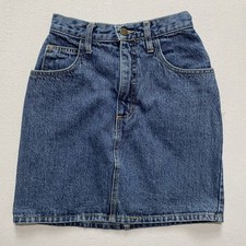 Vintage Guess Jeans Skirt Womens 21" Blue Denim High Waist Preppy Made USA 90s